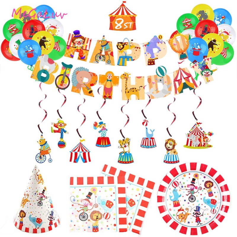 Circus Theme Banner Pull Flag Kid Bunting Garland Baby Showe