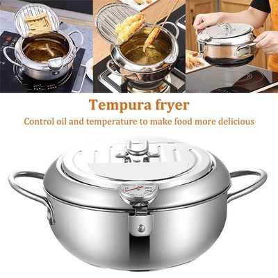 Stainless Steel Deep Fryer With Thermometer And Lid Househol