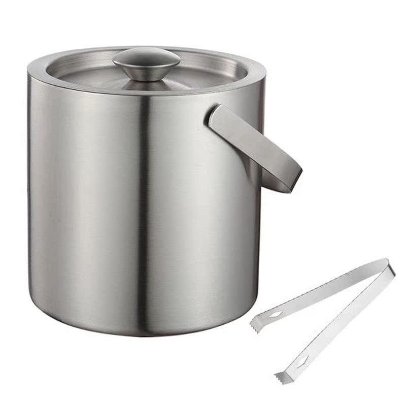 1300ml Ice Bucket Set Stainless Steel Ice Container Double