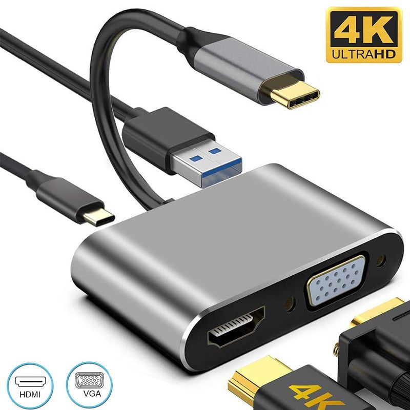 USB Type C 3.1 to HDMI 4K VGA 1080P USB 3.0 Hub Thunderbolt