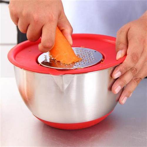 1pc Stainless Steel Mixing Bowls Non Slip Silicone Bottom Ne