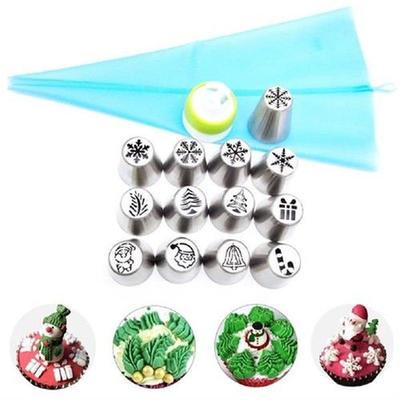 15pcs Tip Nozzles Christmas Flower Frosting Russian Piping