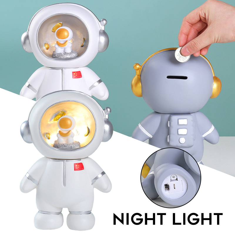 Astronaut Piggy Bank Night Light 3 in 1 Mini Spaceman Vinyl