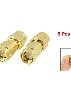 SODIAL(R) 5 Pcs Gold Tone SMA Male to SMA Male Plug RF Coaxi
