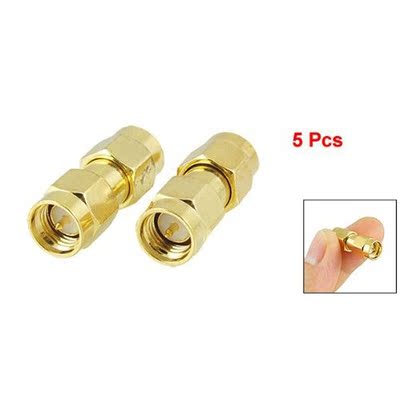 SODIAL(R) 5 Pcs Gold Tone SMA Male to SMA Male Plug RF Coaxi