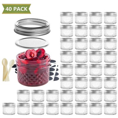 40PCS Diamond Caviar Glass Bottle Set Mini Canning Jars 120m