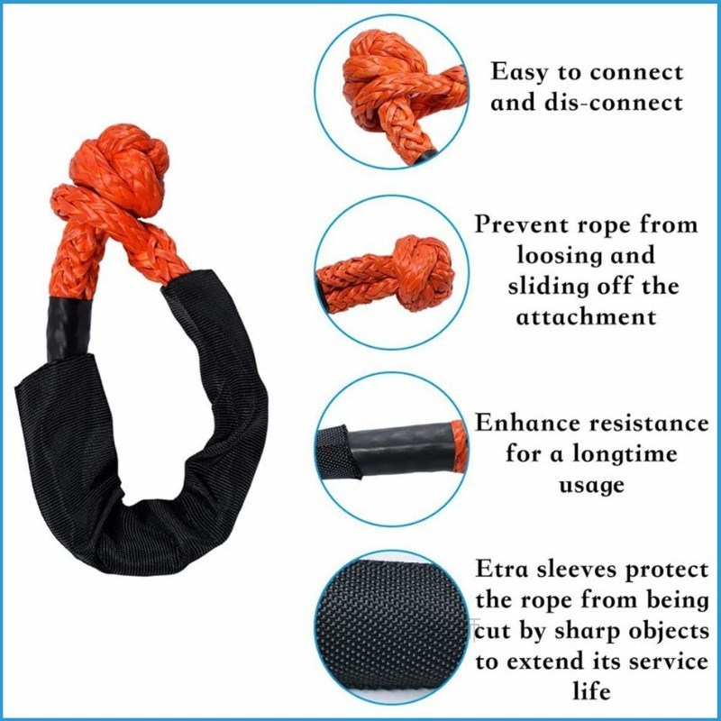 2 Packs Synthetic Soft Shackles With Storage Bag 41,000 lbs