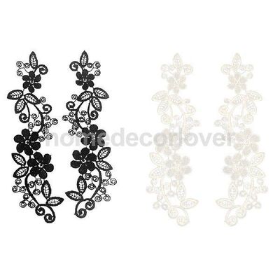 1Pair Floral Lace Applique Embroidered Guipure Wedding