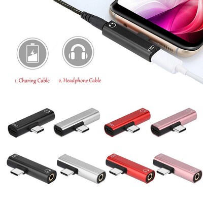 2 In 1 USB C Adapter Type C To 3.5mm Jack Audio Aux Headphon