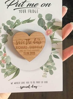 Custom Wedding Save the Date Magnets, Personalized Heart sha