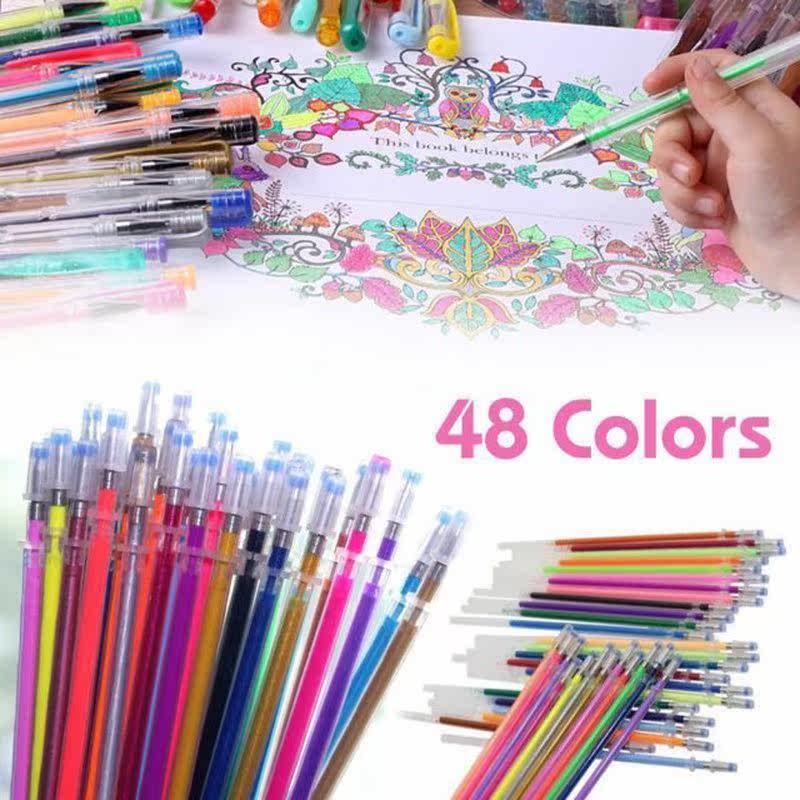 48pcs   Gel Pen Set Refills Metallic Pastel Neon Glitter Ske