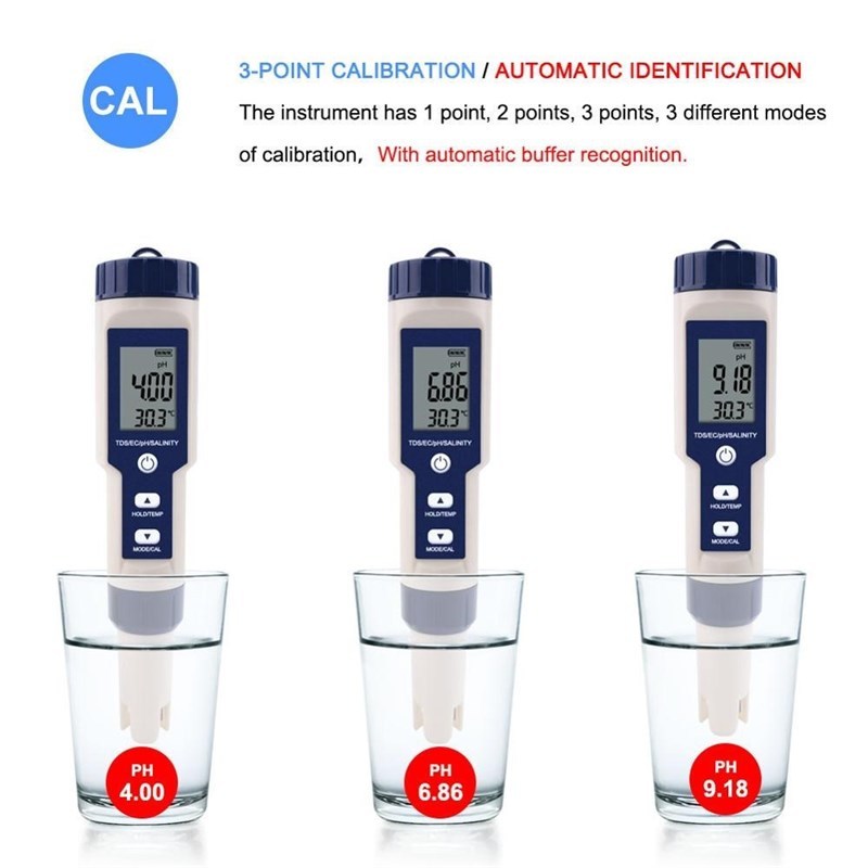 yieryi 5 in 1 TDS/EC/PH/Salinity/Temperature Meter Digital