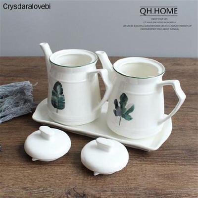 Nordic Simple Ceramic Oil Bottle Seasoning Pots Soy Sauce