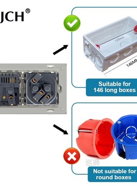 JHJCH grounded wall power socket, 16A French plug, with USB