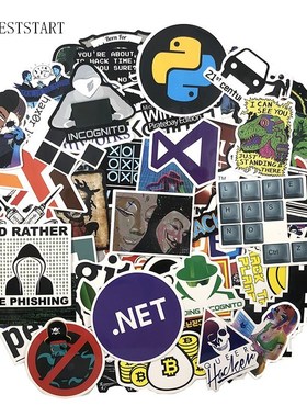 72Pcs/pack Programmer Stickers Hacker Stickers For Laptop A
