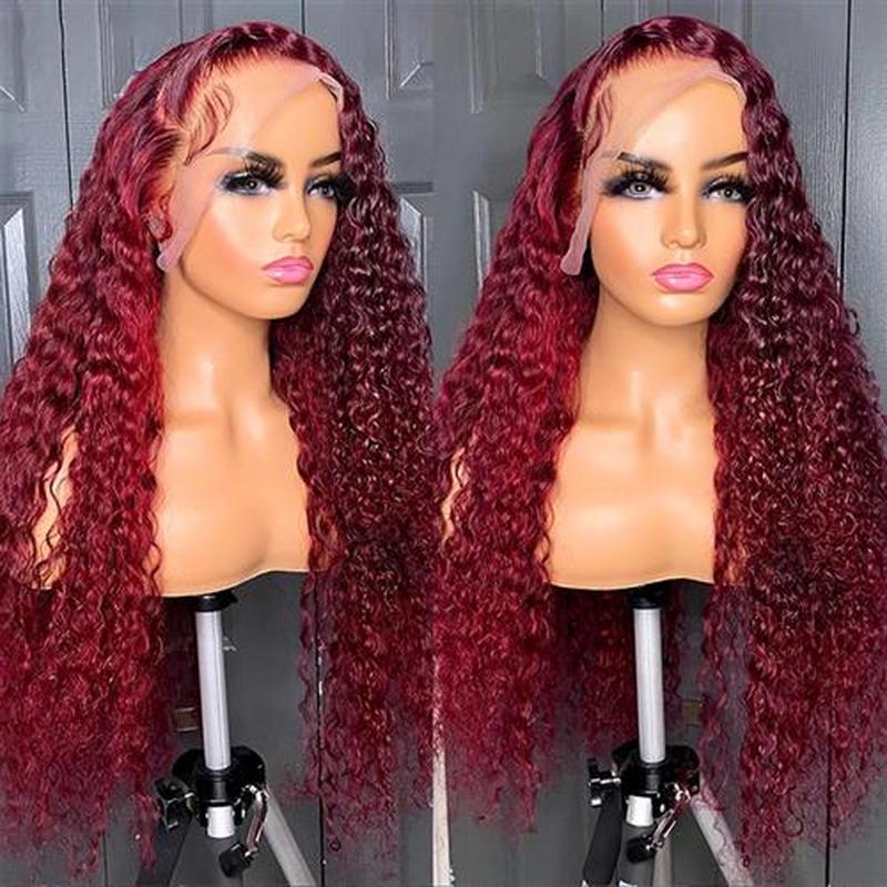 13x6 13x4 HD Deep Wave Lace Frontal Wig Colored Burgundy Lac