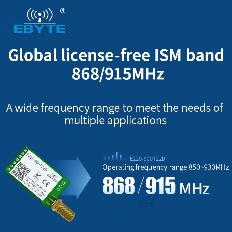 LoRa LLCC68 868MHz 915MHz Wireless Module 22dBm Long Range 5