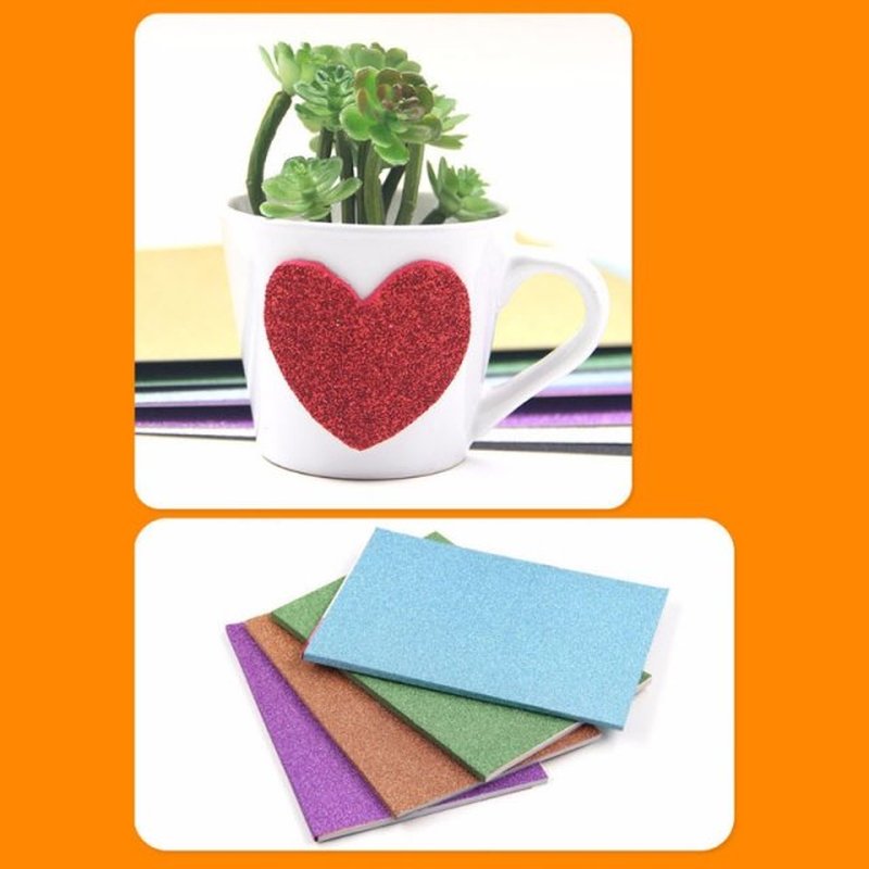 10Pcs/Pack A4 Powder Glitter EVA Foam Paper Sponge Sheet Han