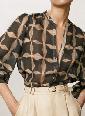 za blouse women Summer thin shirt women's perspectiv