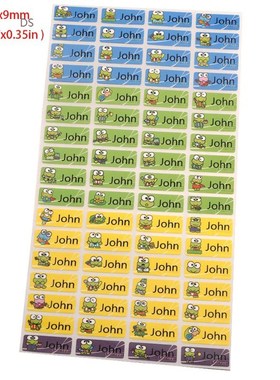 100PCS Cartoon Frog Pattern Custom Name Sticker Waterproof