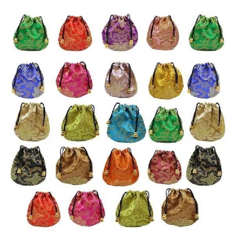 24pcs Silk Brocade Jewelry Pouch Bag Small Satin Coin Purse