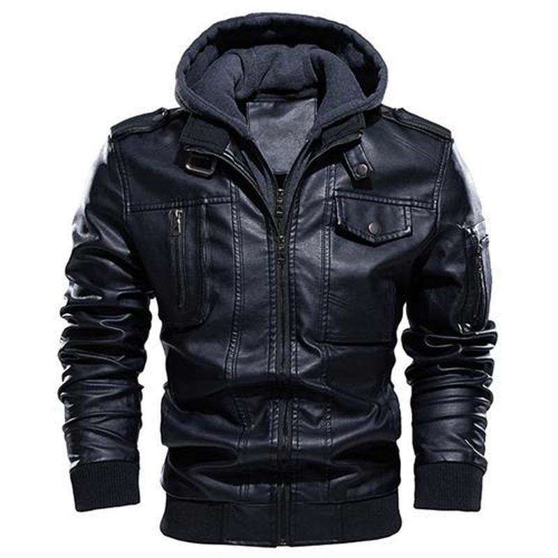 Motorcycle Jacket Men Casual PU Leather Jackets Man Winter T