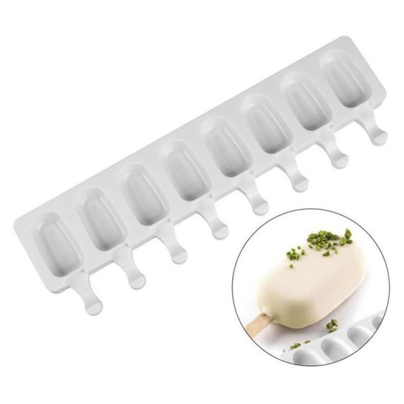 8 Cavity Ice Cream Mold Popsicle Silicone Molds DIY Homemade