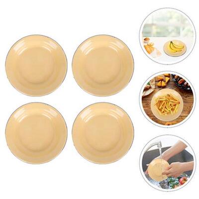 4PCS Enamel Plates Enamel Food Bone Plates Enamel Food
