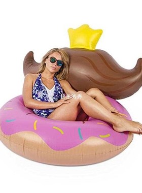 120cm Giant Pink Donut Swimming Ring Beard Water Chair Infla