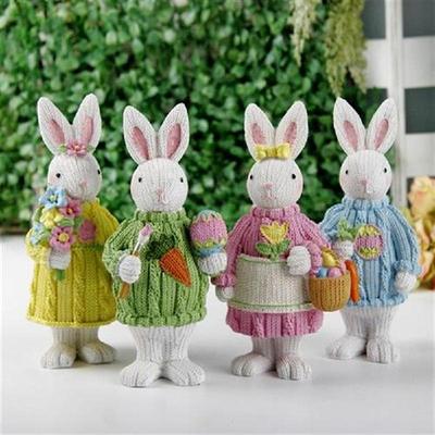 Resin Bunny Dolls Resin Crafts Rabbit Toy with Carrot