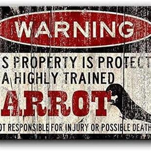 Parrot Sign,Funny Metal Signs,Parrot Accessories,Bird Sign,P