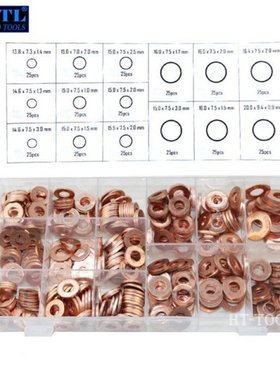 375pcs Copper Washers Set Solid Copper Washer Gasket Sealing