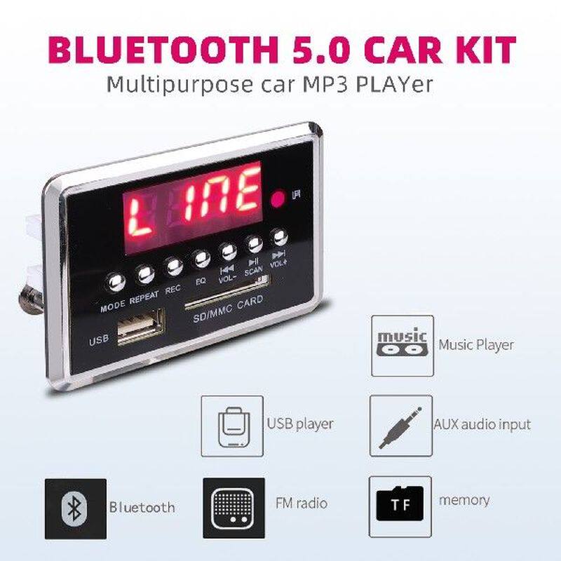 DC 12V Bluetooth 5.0 MP3 Decoder Board MP3 Player Car Kit Re