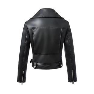 New Autumn Women Pu Leather Jacket Woman Zipper Belt Short C