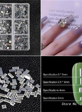 6 Grids Mix Sizes Flat Back Diamond Nail Parts Nail