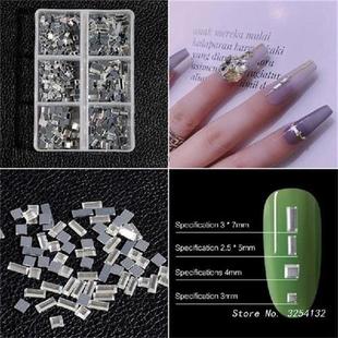 6 Grids Mix Sizes Flat Back Diamond Nail Parts Nail