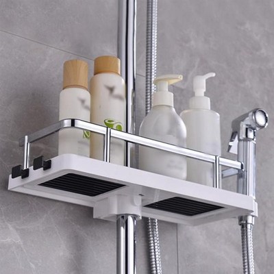 Shower Storage Rack Organizer Bathroom Pole Shelves Shampoo