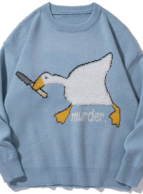 LACIBLE Streetwear Spring Autumn Sweater Men Women Goose Pat