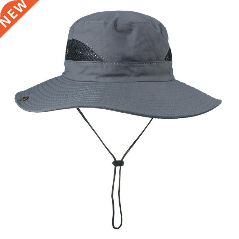 Fisherman Hat Mesh Holes Wide Brim Sun Cap Breathable Hiking
