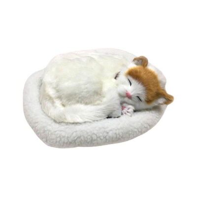 Cat Plush Sleeping Cat On Pad Doll Toy Realistic Sleeping