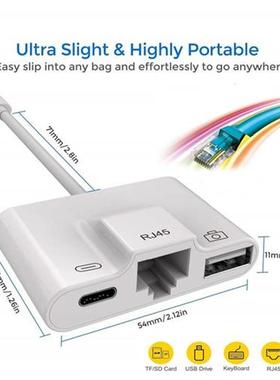 Lightning to LAN 100Mbps Ethernet RJ45 Adapter OTG USB Camer