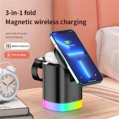 3 In 1 Magnetic Wireless Charger Stand 15W Fast Wireless