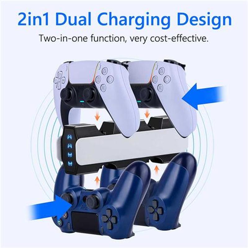 Dual Fast Charger for PS5/PS4 Wireless Controller USB Type-C