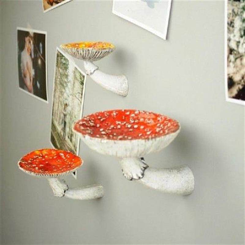 Mushroom Hanging Shelf Resin Wall Floating Decor Ornaments
