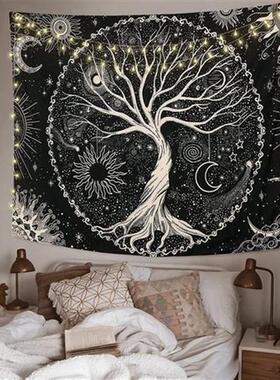Tree Tapestry Moon And Sun Black Wall Hanging Tapestry Psych