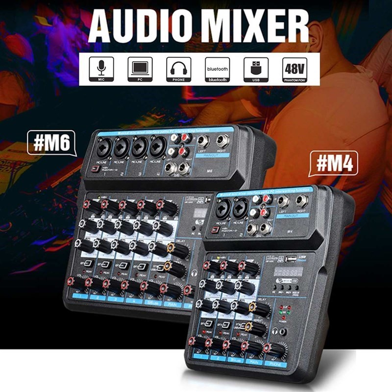 M4 Bluetooth DJ Mic Audio Mixer Contrl Digital Display Music