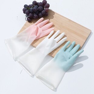 2x Dishwashing Cleaning Gloves Silicone Rubber Dish Washing