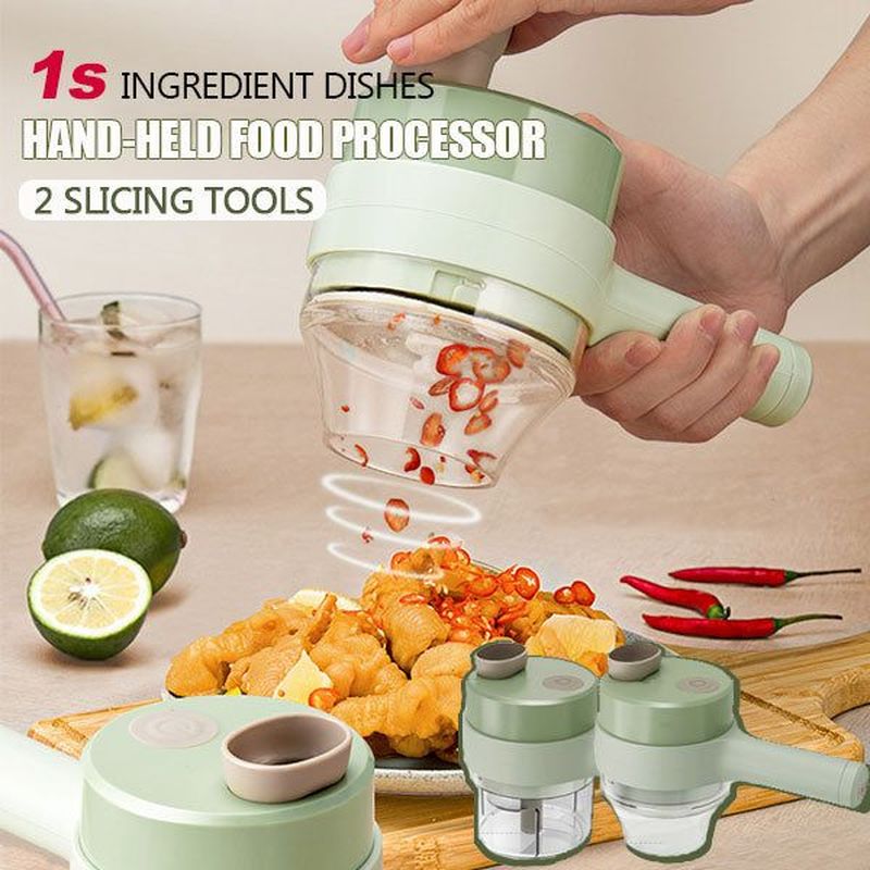 Vegetable Cutter Set 4 In 1 Handheld Electric Durable Chili
