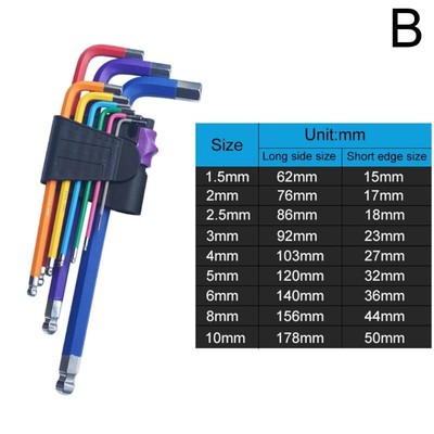 9Pcs Hex Allen Key Wrench Set Inner Hexagon Torx Spanner Scr