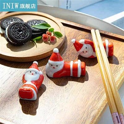 1pc Chopsticks Holder Stand Ceramic Santa Chopsticks